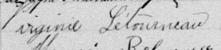 Signature de Virginie Létourneau: 28 février 1892 Signature de Virginie Létourneau: 28 février 1892