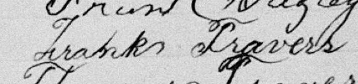 Signature de Frank Travers: 5 février 1894 Signature de Frank Travers: 5 février 1894