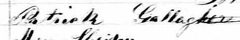 Signature de Patrick Gallagher: 20 avril 1873 Signature de Patrick Gallagher: 20 avril 1873