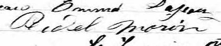 Signature de Fidel Morin: 8 juillet 1873 Signature de Fidel Morin: 8 juillet 1873