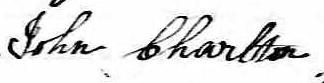 Signature de John Charlton: 27 janvier 1874 Signature de John Charlton: 27 janvier 1874