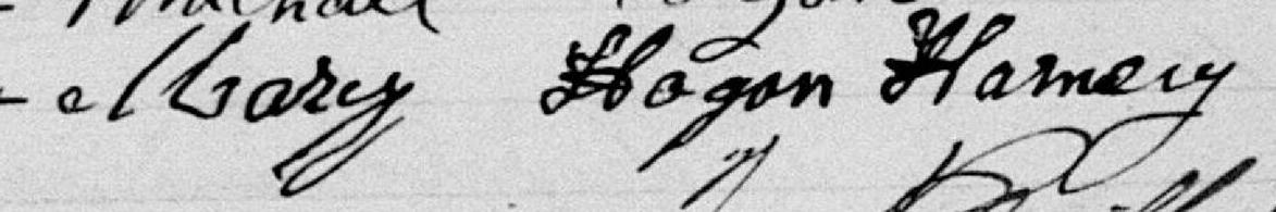 Signature de Mary Hogan Harney: 8 mars 1887 Signature de Mary Hogan Harney: 8 mars 1887