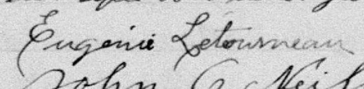 Signature de Eugénie Létourneau: 29 octobre 1900 Signature de Eugénie Létourneau: 29 octobre 1900