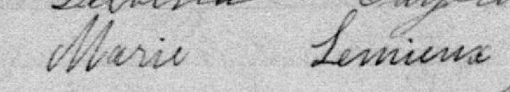 Signature de Marie Lemieux: 9 septembre 1895 Signature de Marie Lemieux: 9 septembre 1895