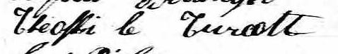 Signature de Théoffile Turcott: 28 novembre 1876 Signature de Théoffile Turcott: 28 novembre 1876
