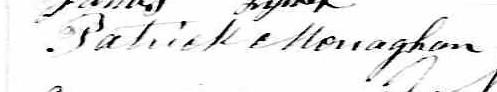 Signature de Patrick Monaghan: 17 décembre 1876 Signature de Patrick Monaghan: 17 décembre 1876