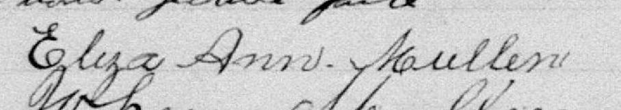 Signature de Eliza Ann Mullen: 26 août 1900 Signature de Eliza Ann Mullen: 26 août 1900