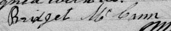 Signature de Bridget McCann: 11 mars 1878 Signature de Bridget McCann: 11 mars 1878