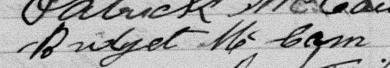 Signature de Bridget McCann: 11 mars 1882 Signature de Bridget McCann: 11 mars 1882