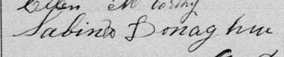 Signature de Sabina Donaghue: 28 juin 1880 Signature de Sabina Donaghue: 28 juin 1880