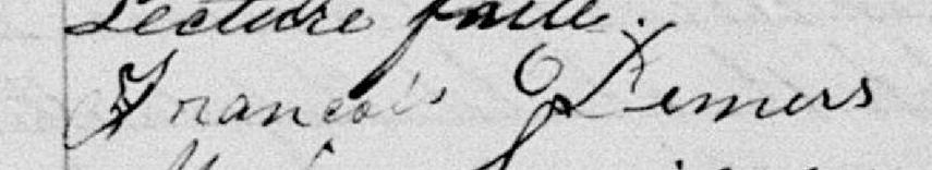 Signature de François Xavier Demers: 8 mars 1884 Signature de François Xavier Demers: 8 mars 1884