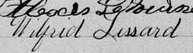 Signature de Wilfrid Lessard: 2 septembre 1881 Signature de Wilfrid Lessard: 2 septembre 1881