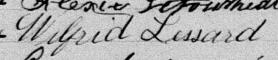 Signature de Wilfrid Lessard: 9 novembre 1881 Signature de Wilfrid Lessard: 9 novembre 1881