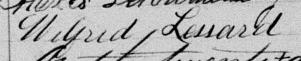 Signature de Wilfrid Lessard: 14 novembre 1881 Signature de Wilfrid Lessard: 14 novembre 1881