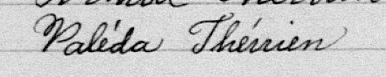 Signature de Valéda Thérrien: 21 octobre 1896 Signature de Valéda Thérrien: 21 octobre 1896