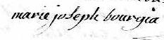 Signature de Marie Joseph Bourgia: 10 octobre 1768