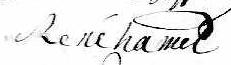 Signature de René Hamel: 10 octobre 1768