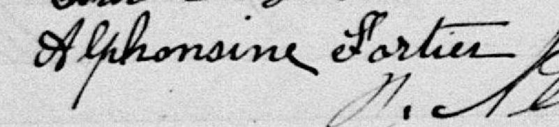 Signature de Alphonsine Fortier: 22 janvier 1884 Signature de Alphonsine Fortier: 22 janvier 1884