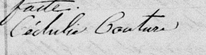 Signature de Cédulie Couture: 6 juillet 1885 Signature de Cédulie Couture: 6 juillet 1885