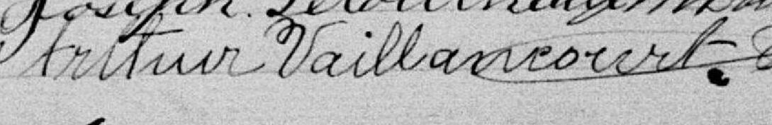 Signature de Arthur Vaillancourt: 5 août 1889 Signature de Arthur Vaillancourt: 5 août 1889
