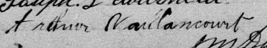 Signature de Arthur Vaillancourt: 6 octobre 1888 Signature de Arthur Vaillancourt: 6 octobre 1888