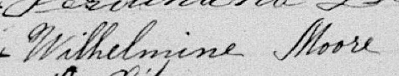 Signature de Wilhelmine Moore: 6 avril 1890 Signature de Wilhelmine Moore: 6 avril 1890