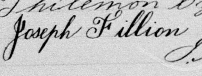 Signature de Joseph Fillion: 17 avril 1890 Signature de Joseph Fillion: 17 avril 1890