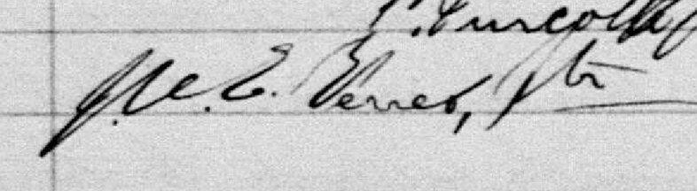 Signature de J.O.E. Verret ptre: 24 octobre 1896