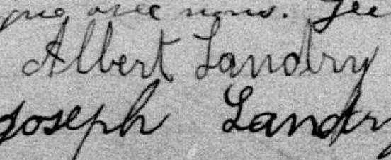 Signature de Albert Landry: 28 juillet 1895 Signature de Albert Landry: 28 juillet 1895
