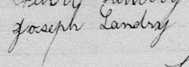 Signature de Joseph Landry: 30 avril 1895 Signature de Joseph Landry: 30 avril 1895