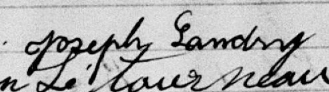 Signature de Joseph Landry: 11 janvier 1896 Signature de Joseph Landry: 11 janvier 1896