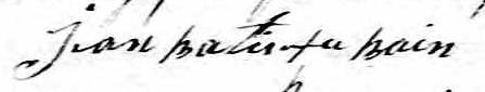 Signature de Jean Batiste Aubain: 19 octobre 1829 Signature de Jean Batiste Aubain: 19 octobre 1829