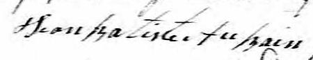 Signature de Jean Batiste Aubain: 22 mai 1830 Signature de Jean Batiste Aubain: 22 mai 1830