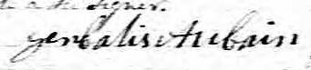 Signature de Jen Batis Aubain: 27 septembre 1833 Signature de Jen Batis Aubain: 27 septembre 1833