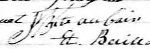 Signature de J Bte Aubain: 9 février 1843 Signature de J Bte Aubain: 9 février 1843