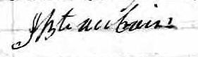 Signature de J Bte Aubain: 4 mai 1852 Signature de J Bte Aubain: 4 mai 1852