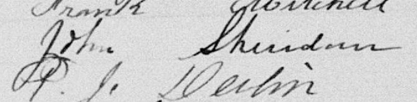 Signature de John Sheridan: 16 avril 1894 Signature de John Sheridan: 16 avril 1894