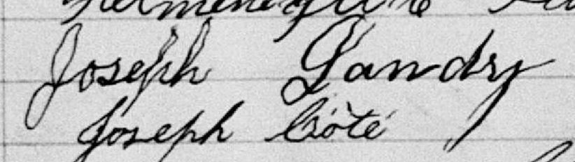 Signature de Joseph Landry: 27 juillet 1896 Signature de Joseph Landry: 27 juillet 1896