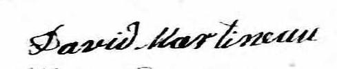 Signature de David Martineau: 23 novembre 1814 Signature de David Martineau: 23 novembre 1814