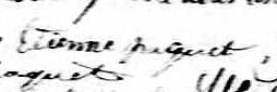 Signature de Etienne Paquet: 8 février 1825 Signature de Etienne Paquet: 8 février 1825