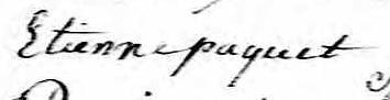 Signature de Etienne Paquet: 24 septembre 1827 Signature de Etienne Paquet: 24 septembre 1827