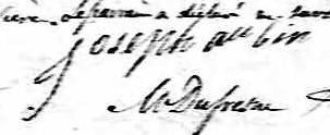 Signature de Joseph Aubin: 3 février 1824 Signature de Joseph Aubin: 3 février 1824