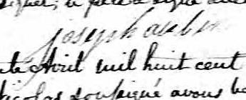 Signature de Joseph Aubin: 30 avril 1826 Signature de Joseph Aubin: 30 avril 1826
