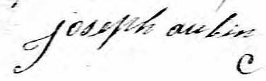 Signature de Joseph Aubin: 25 novembre 1828 Signature de Joseph Aubin: 25 novembre 1828