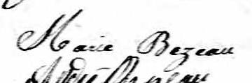 Signature de Marie Bezeau: 19 mai 1818 Signature de Marie Bezeau: 19 mai 1818