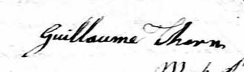 Signature de Guillaume Thorn: 13 septembre 1819 Signature de Guillaume Thorn: 13 septembre 1819