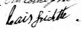 Signature de Lois Frichtte: premier mars 1824 Signature de Lois Frichtte: premier mars 1824