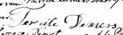 Signature de Tercile Demers: 16 mai 1835 Signature de Tercile Demers: 16 mai 1835