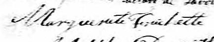Signature de Marguerite Frichette: 19 février 1827