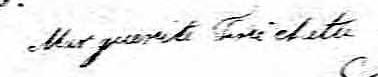 Signature de Marguerite Fréchette: 11 décembre 1829